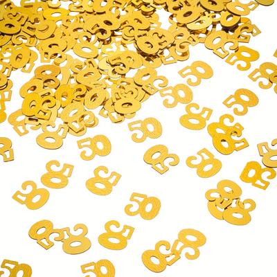 Golden 50 Confetti, Number 50 Table Scatter, Decorations For 50th Birthday Party Celebration, 50 Anniversary Decor