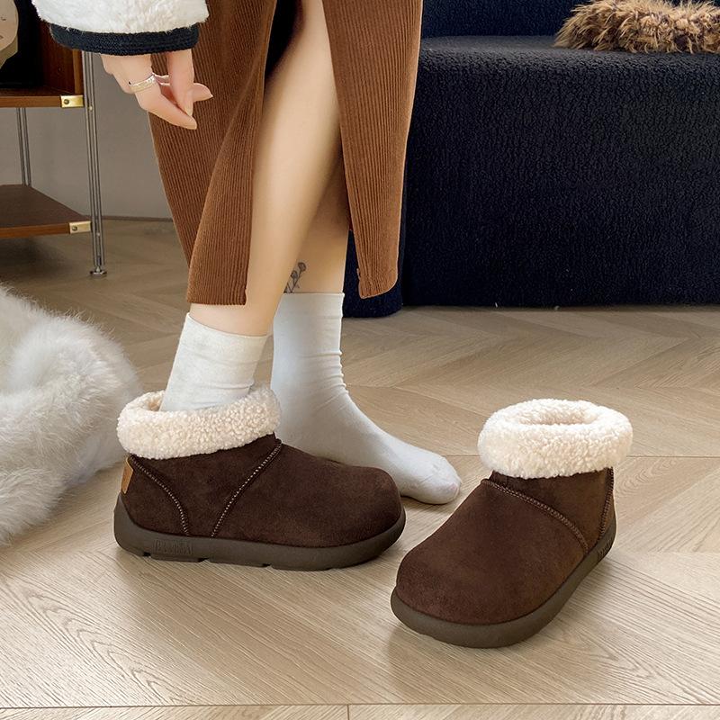 Women's Plus Size Soft-Sole Height-Enhancing Warm Winter Fur-Lined Ski Boots with Plush Lining Short Boots for Outdoor Sports and Cotton Boots