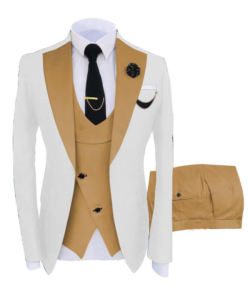 2025 European & American Men's Three-Piece Suit Set - Business, Banquet, or Groomsmen Attire