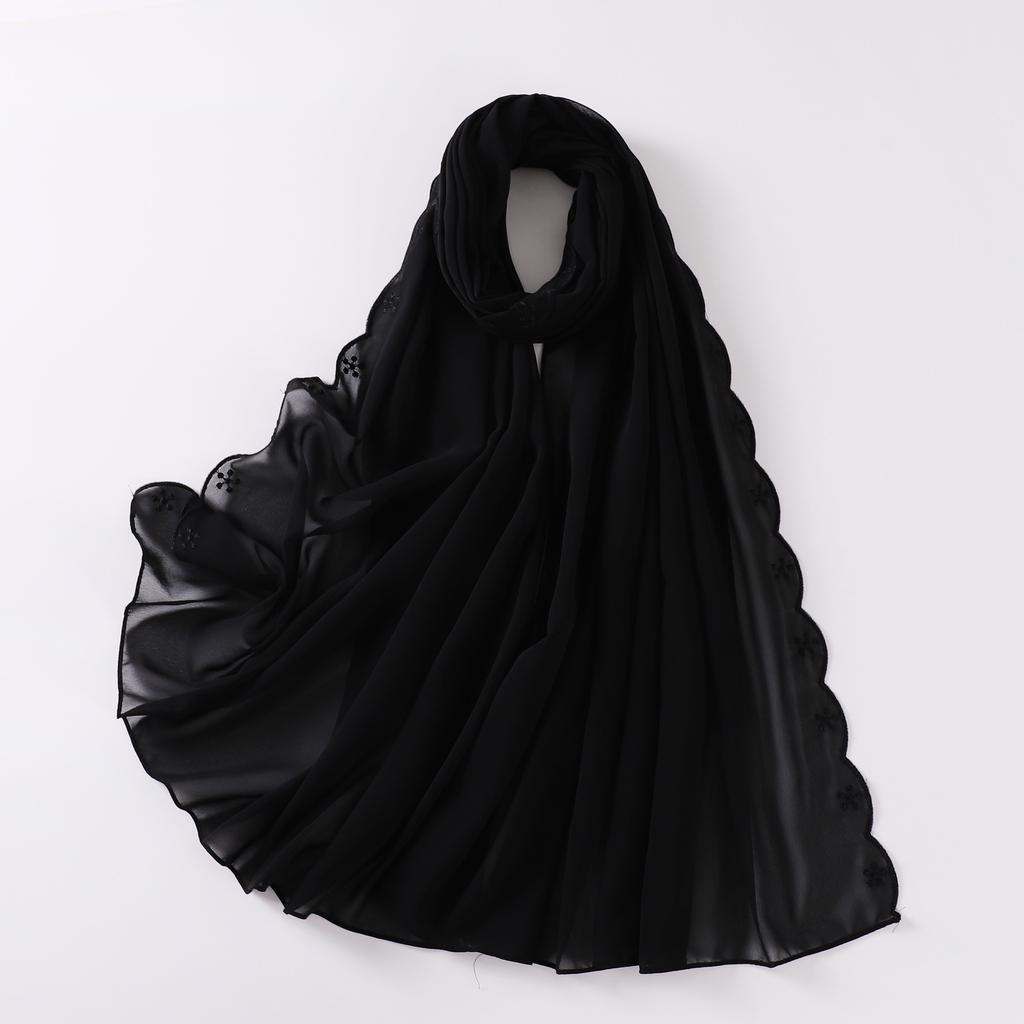 Women S Embroidered Pearl Chiffon Scarf For African Ethnic Style
