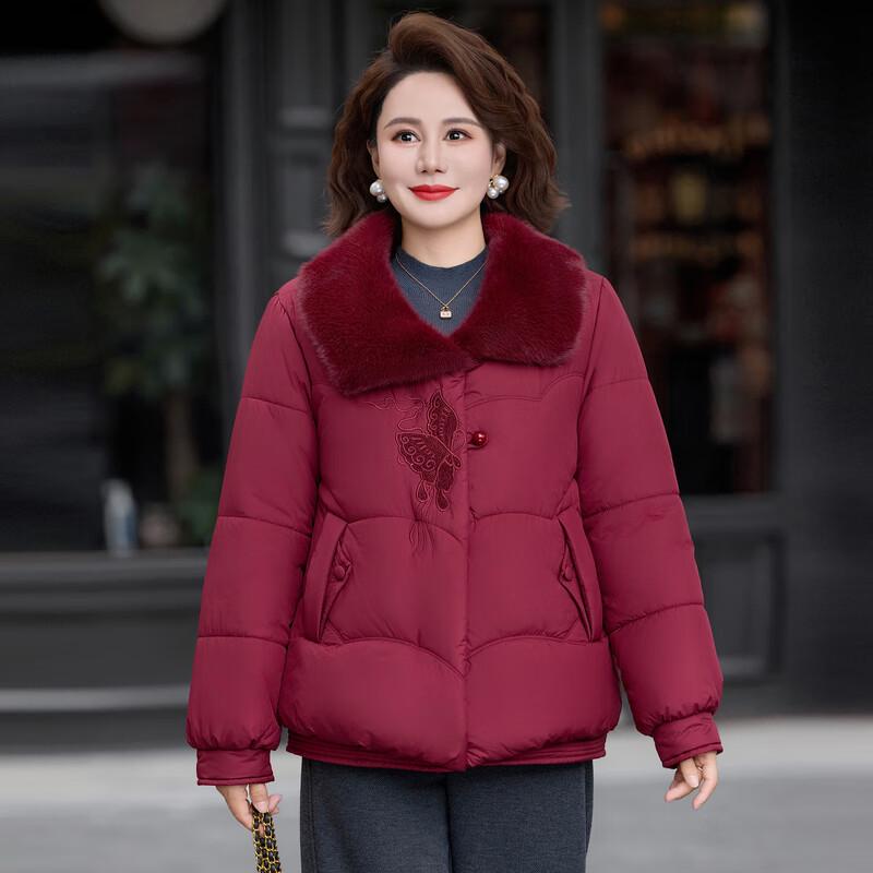 Women's Mid-Aged Winter Plus Velvet Padded Jacket