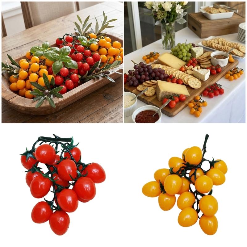 Mini Grappe de Tomates en Plastique Accessoires Alimentaires Artificiels Pour Photographie Styling Jouet Cuisine pour Enfants