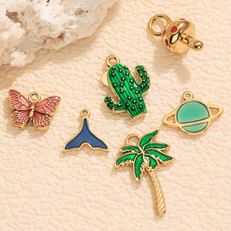 DIY Fruit Charm Bracelet Set: 18K Gold-Plated Zircon Cherry, Strawberry, Banana Earrings, Bracelets, Necklace Accessories.