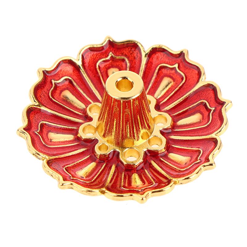 1Pc Lotus Alloy Incense Burner Stick Holder Home Buddhism Line Incense Plate Sandalwood Coil Base Delicate Temples Home Decor