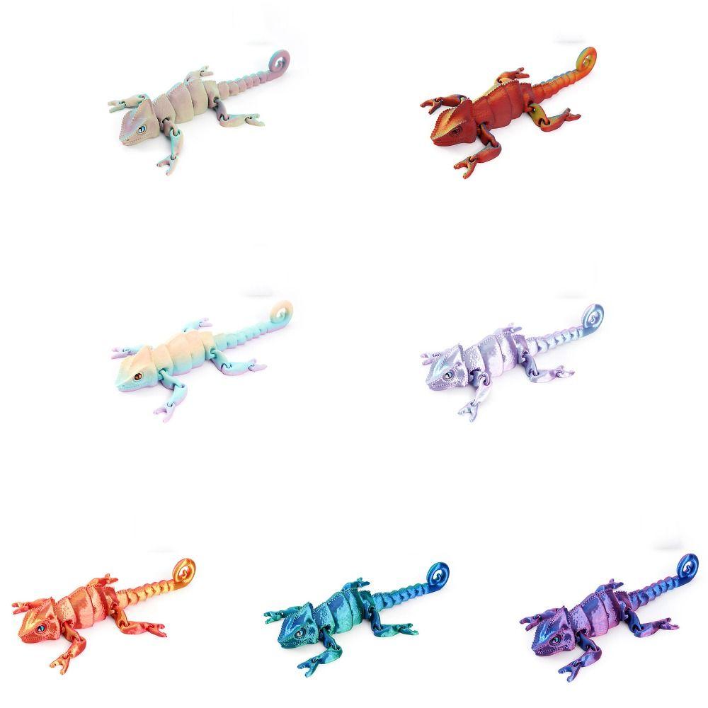 PLA Plastic 3D Printed Lizard Model 6 Colors Multi-jointed Lizard Desktop Ornaments Movable 17.5cm Animal Simulation Model