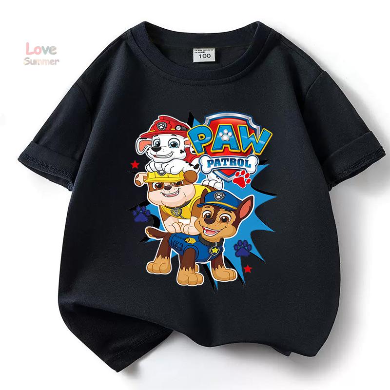 Paw Patrol boys T-shirts for Boys Anime Cartoon Cute Birthday Clothing Children Summer Fashion Short Sleeved Shirt Kids Clothes