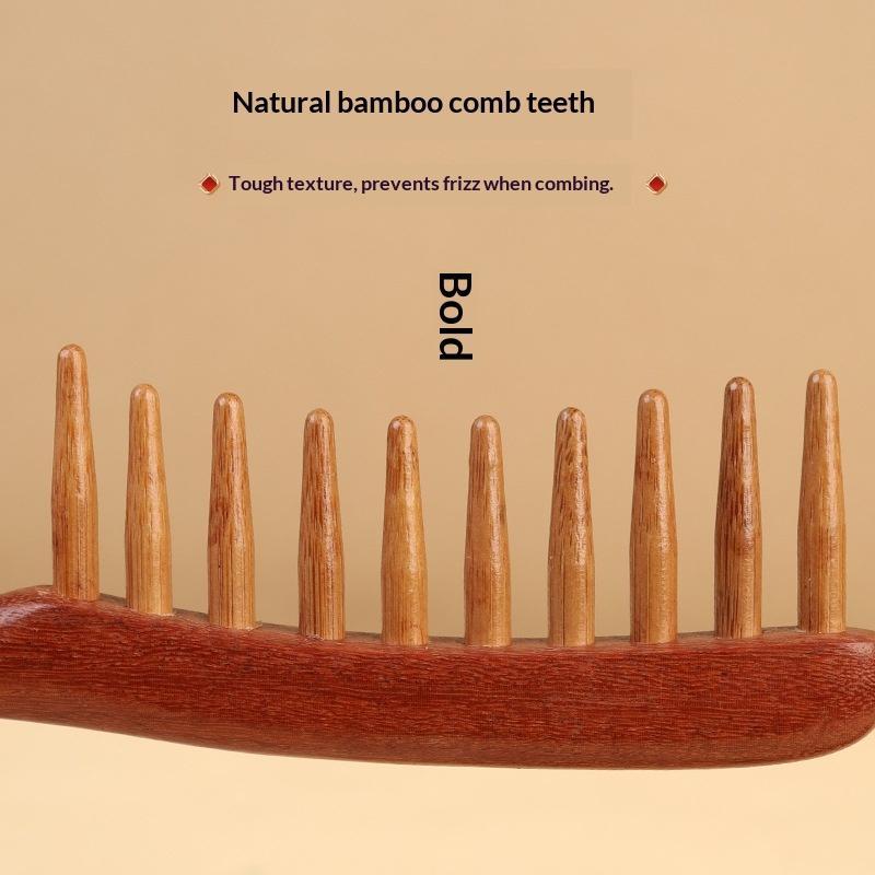 1Pc Natural Wooden Comb Meridian Massage Anti-Static No-Snags Wide Tooth Comb For Women Girl Straight Curly Hair