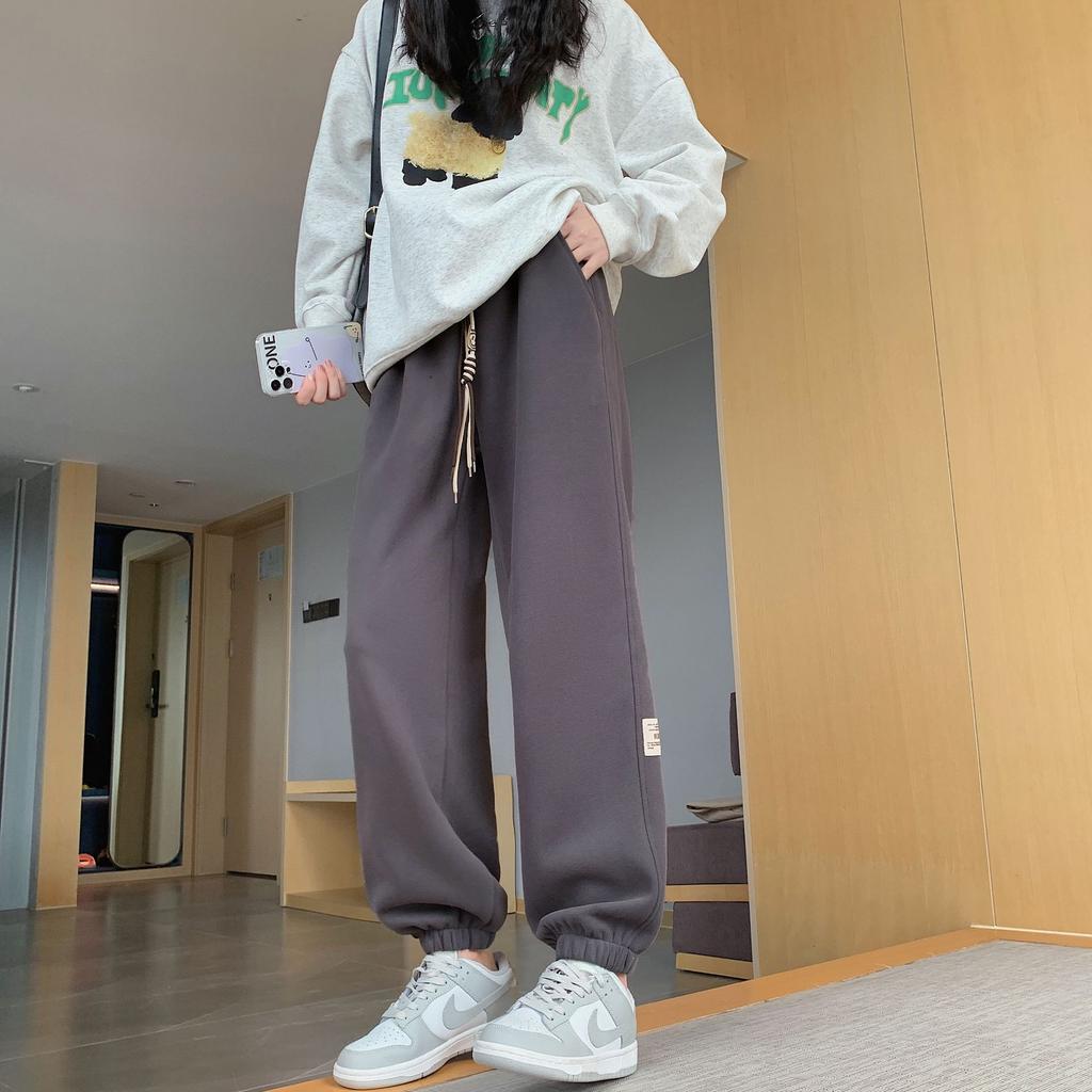 American Style Vintage Velvet Sweatpants Women Fashion Loose Autumn Winter Trouser Thicken Casual Pants Tide