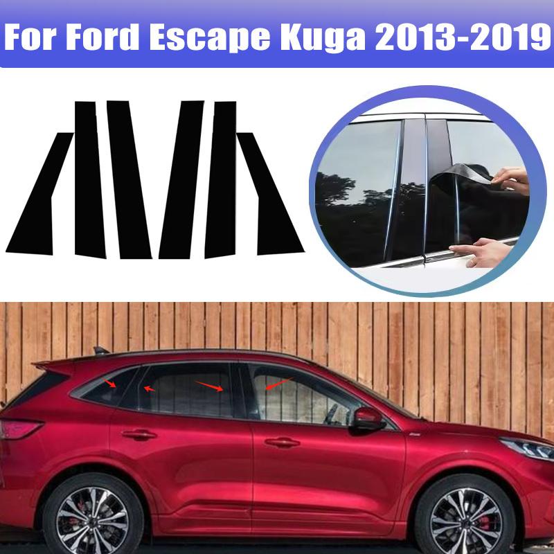 6pcs For Ford Escape Kuga 2013- 2014 2015 Window Trim Covers Center Film Column B C Pillar Posts Sticker Car Accessories
