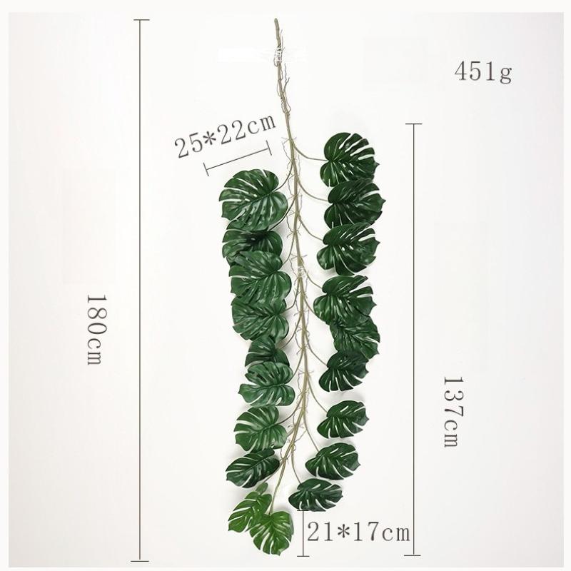 Simulation Spring Rain Leaves 1.8m Plastic Plants Vines Cafe Balcony Decoration Artificial Turtle Back Leaf Green Plant Vine