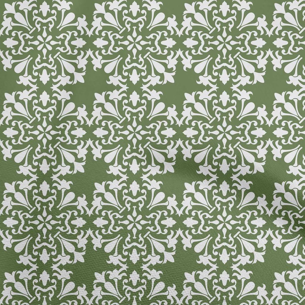oneOone Cotton Poplin Dark Olive Green Fabric Asian Block Floral Fabric For Sewing Printed Craft Fabric By The Yard 42 Inch
