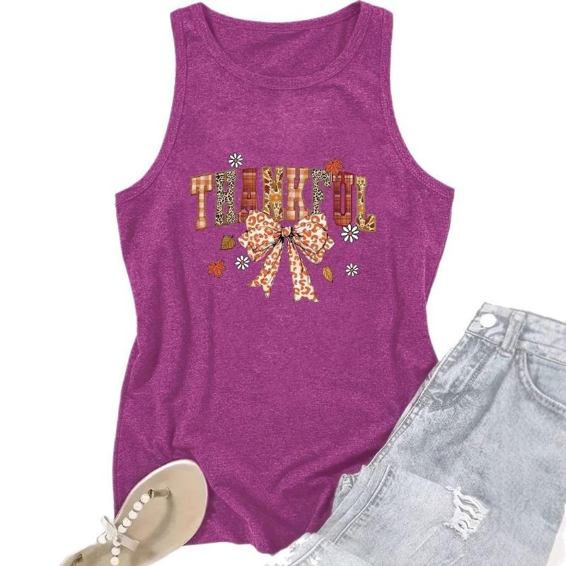 A Loose Large Vest with A Women's Style Thanksgiving Pattern