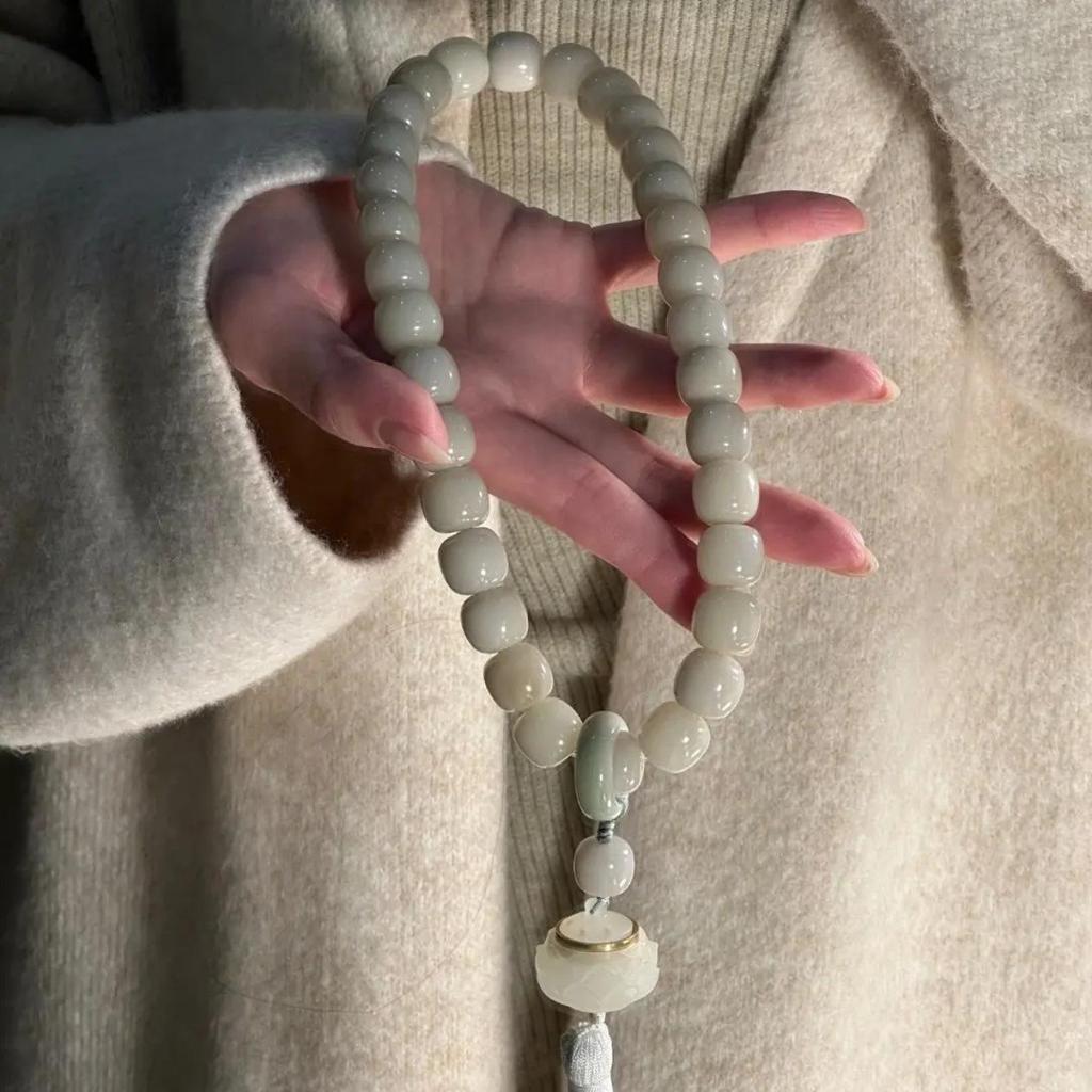 Peach Four Seasons Bodhi Root Double Circle Prayer Bracelet for Men and Women