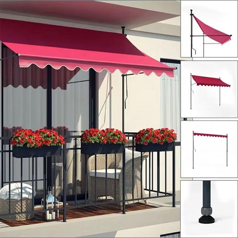 Greenseek Punch-Free Hand-Crank Folding Shop Awning