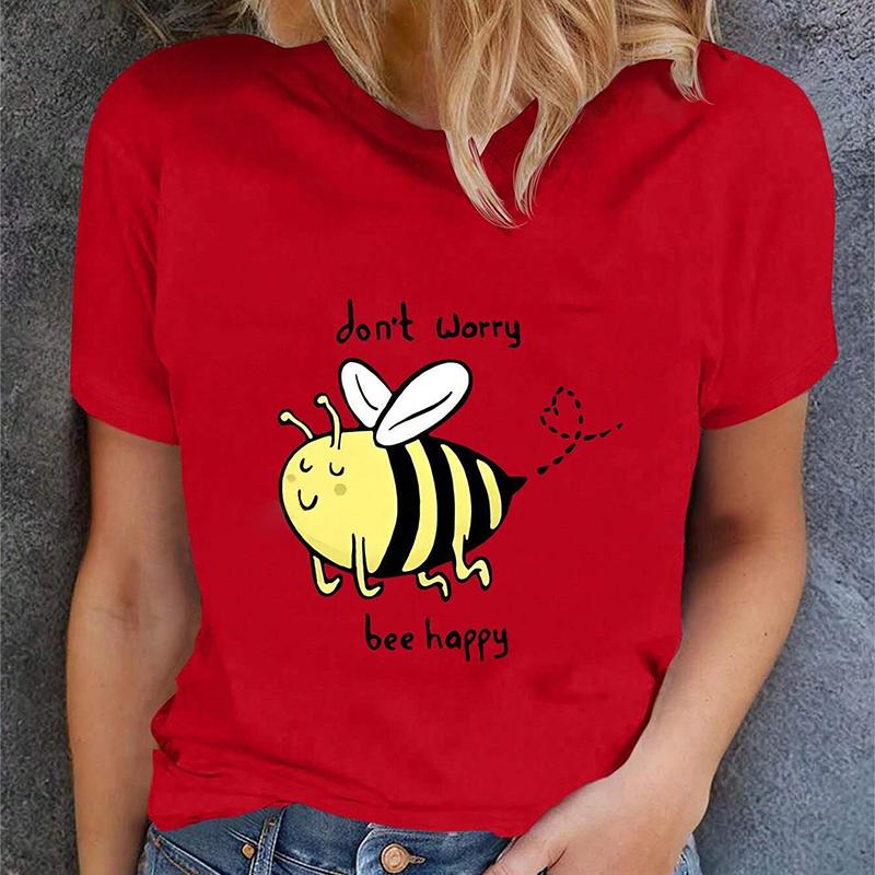 Fashion Women Animals Butterflies Bees Print T Shirt Funny Casual O-neck Short Sleeves T-shirt Summer Female Tee Shirt