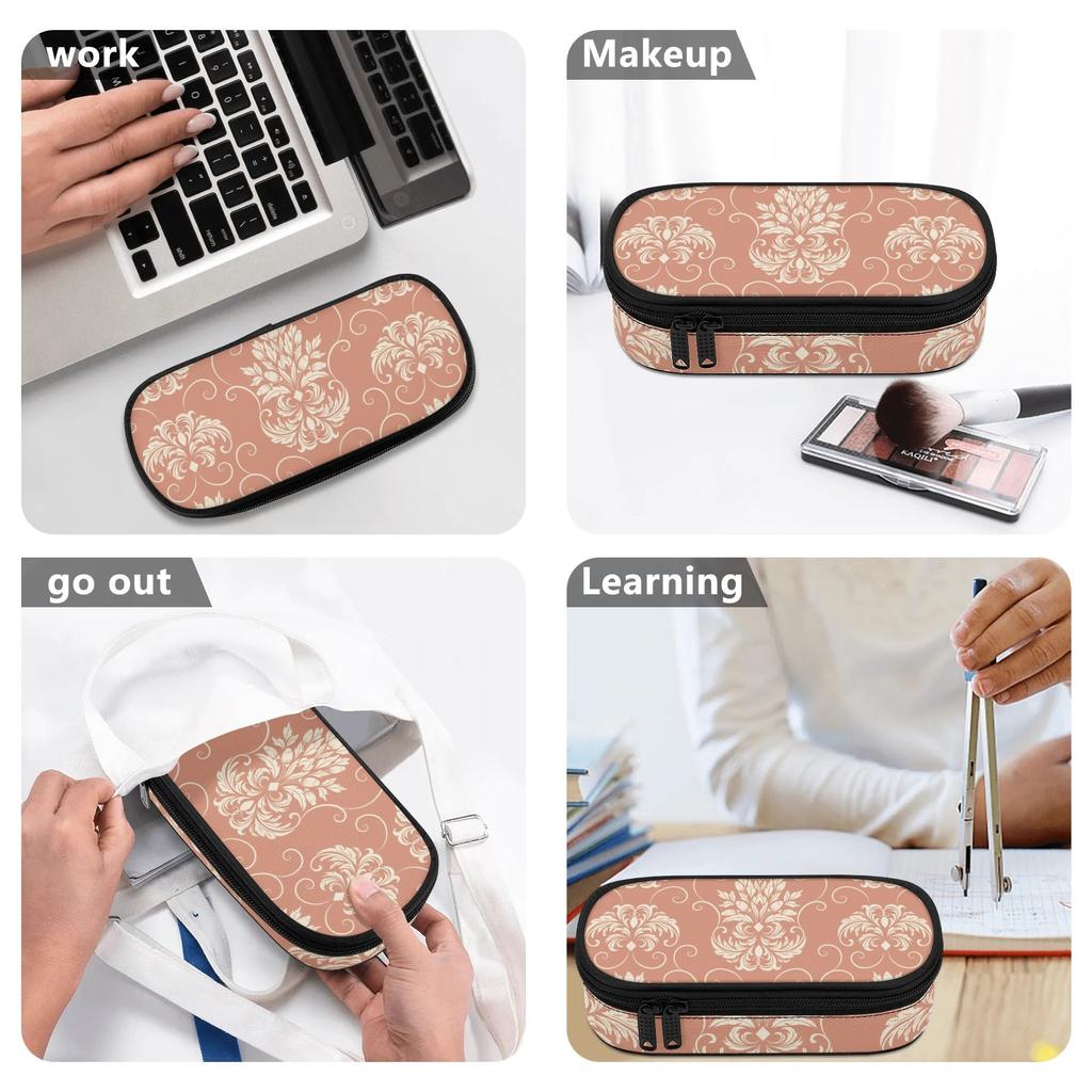 Pencil Case Printed 300D Polyester Easy Open Zipper with Mesh Storage Layer Removable Divider and Pen Holders for Boys Girls