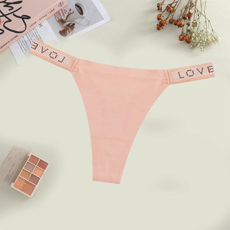 Women's Sexy Leopard Underwear Rhinestone Letter Belt Thongs Female Seamless Stretchy Panties 14 Colors Low-Waisted Lingerie