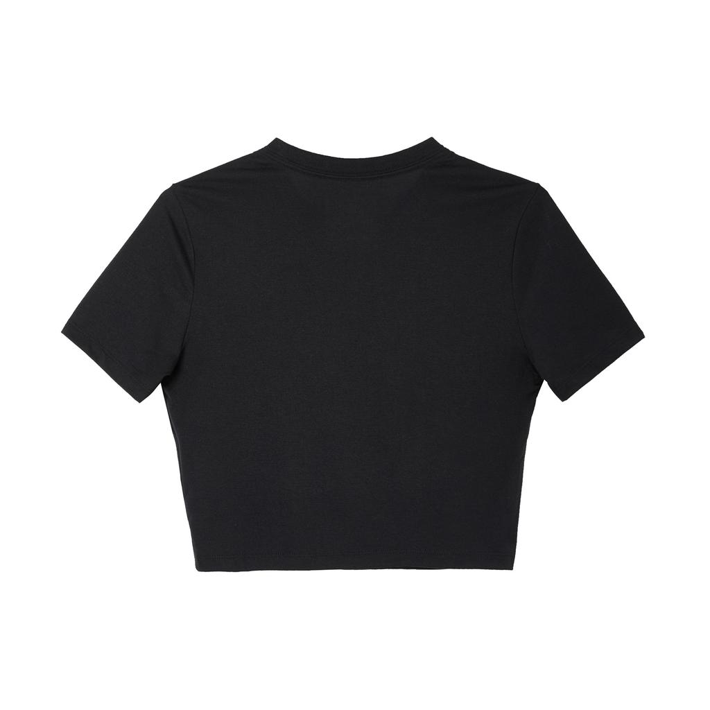 Nike Solid Color Crop Top Round Neck Short Sleeve T-Shirt Women Tops Black FB2874-010