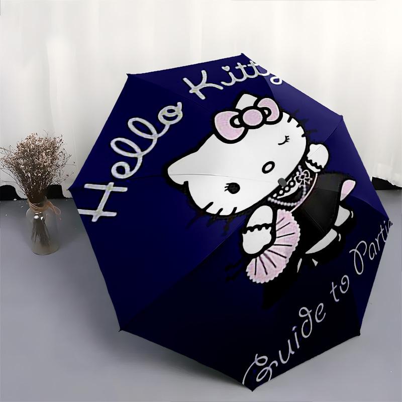 1pc Hello Kitty Guide to Parties Automatic Open Close Umbrella Windproof Canopy, Automatic Open Close Button10237
