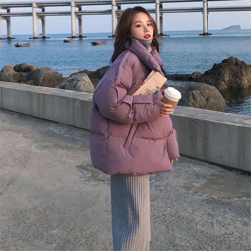 2024 neue Koreanische Puffer Jacke frauen Winter Unten Puffer Jacke Stehkragen Baumwolle gefütterte Mantel Lose Weibliche Verdicken warme Parkas