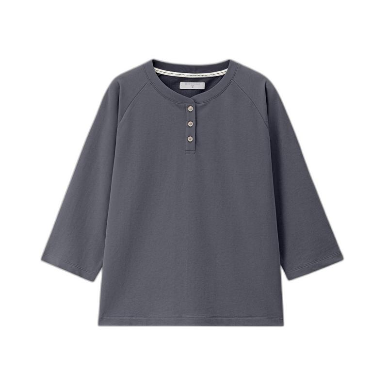 Giordano Women's Pure Cotton 3/4 Sleeve Henley Top