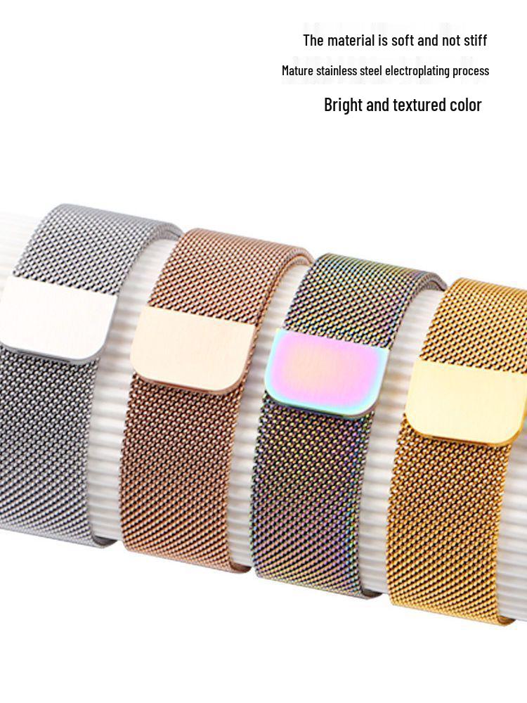 1422mm Magnetic Stainless Steel Milanese Strap, 20mm, Compatible with Xiaomi, Samsung, Huawei Devices, Flat Head Design, 18UK.