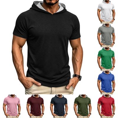 Sudadera con capucha para hombre, ajuste holgado, casual, deportiva, manga corta