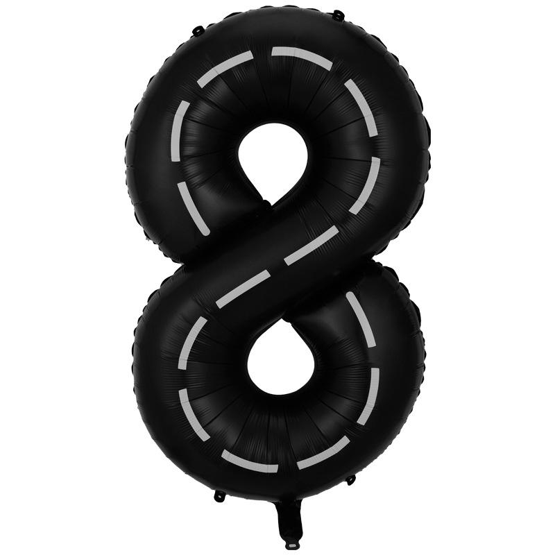 40 Inch Large Black Digital Aluminum Film Balloon Black And White Striped Racing Theme Birthday Party Decorative Balloon