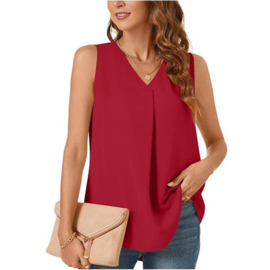 Summer Women's Loose Solid Color Chiffon Shirt Tank Top T-shirt Blouse