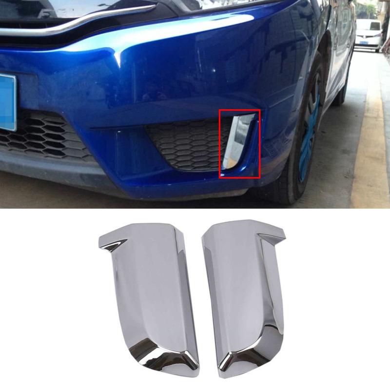 For Honda Fit Jazz 2014 2015 2016 2017 Car Body Head Front Fog Eyebrow/Trim Light Lamp Frame Stick ABS Chrome Cover Hood Stick