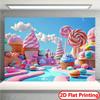 1 Lollipop Candy Paradise Photography Background Cloth - Fantasy Dessert Shop with Ice Cream Castle, Cupcake and Macaron