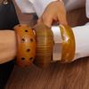 Holz Armreifen Schmuck Hyperbel Geometrisch Klobig Metall Kaffee Harz Armbänder für Frauen Mode Punk Stil Einfach Pulseras Mujer