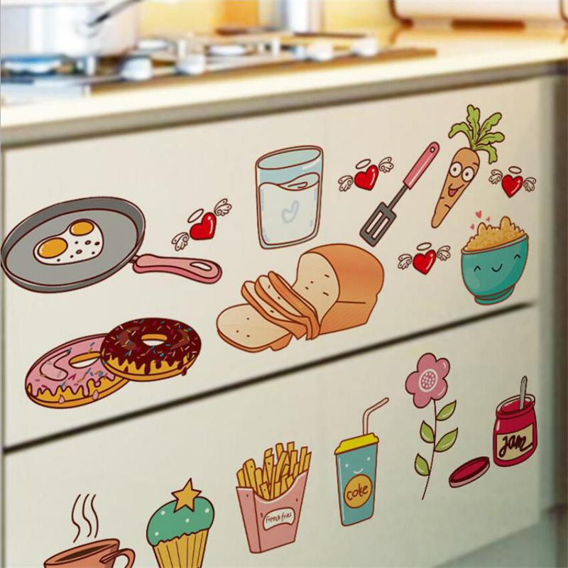 

Cartoon Kitchen Refrigerator Door Stickers Decorative Stickers Food Fruit Removable Wall Sticker Stickers On The Wall 1Set