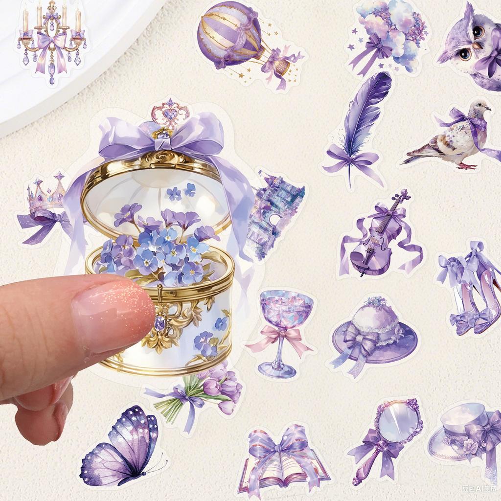 50 Pieces of Purple Dream Transparent Stickers for Water Cup Phone Case, Luggage Box Decoration and Waterproof Stickers