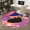 1pc Anime Design Black Cat Round Carpet Office Chair Mat, Non Slip Rug for Home Decor, Gift, Office, Living Room, Bedroom