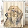 Luxury Bathroom Decor: Dog Print Shower Curtain Set for Pet Lovers 180x180cm Polyester Fabric with Rod Pocket Metal Hook Rings