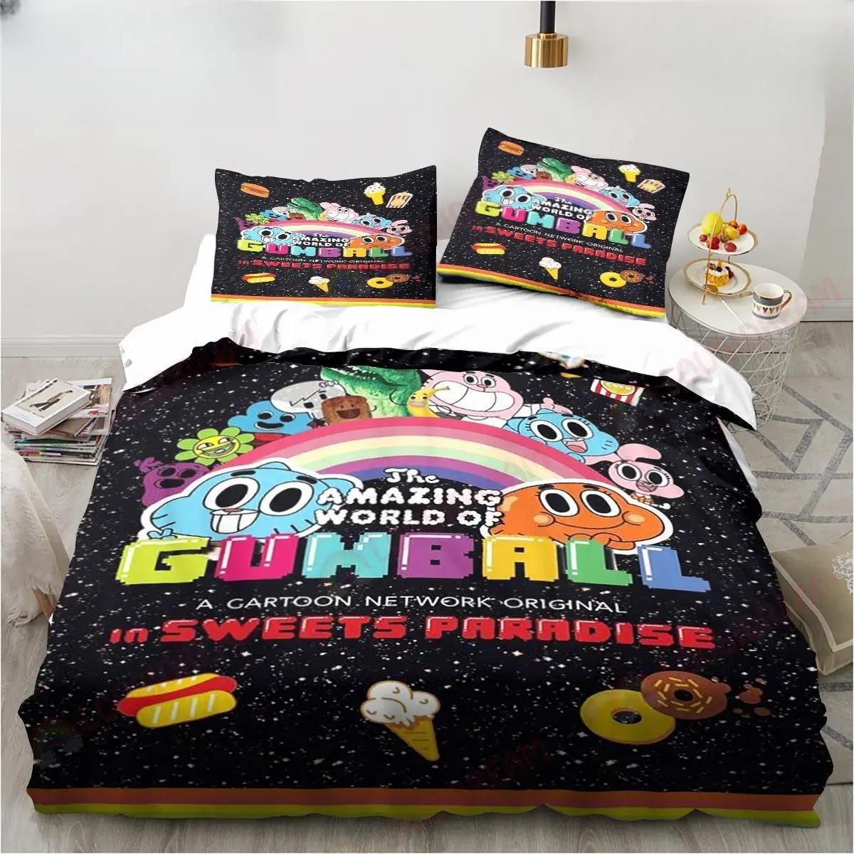 

Новый комплект постельного белья с рисунком из мультфильма «Удивительный мир» Gumball Sheet King Twin Double Child Bedding Set Mircofiber or Polyester Podover Cover 70x133cm 2pcs
