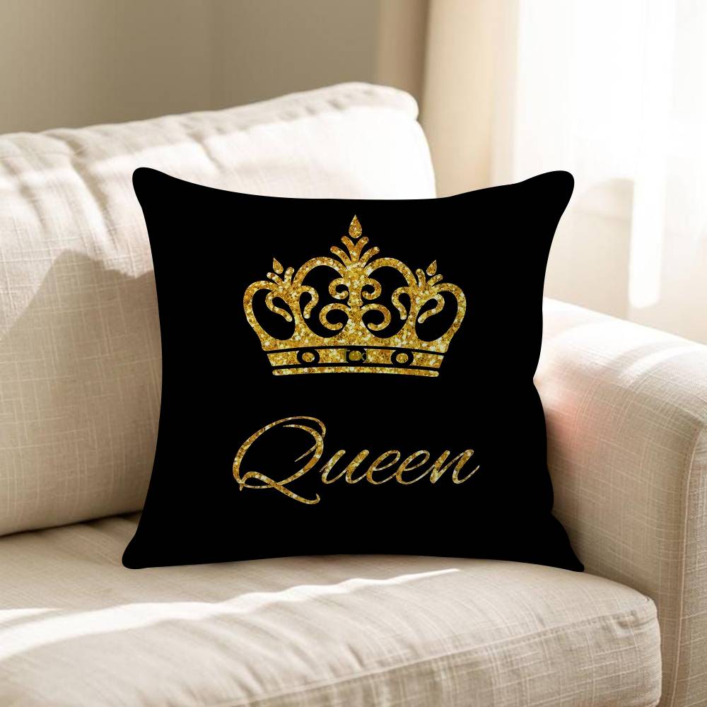 Cuscino Personalizzato Corona Re Regina Lettera Copertura Antipolvere Camera da Letto Bambini Festa Decorazione Federa Compleanno Regalo Bambini