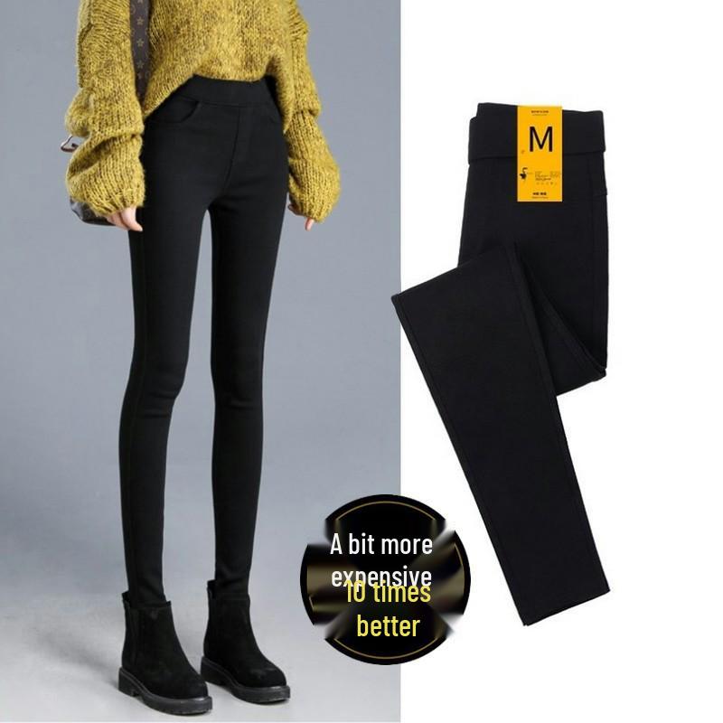Women's Black Velvet Plus Size Petite Skinny Leggings for Autumn/Winter 2025