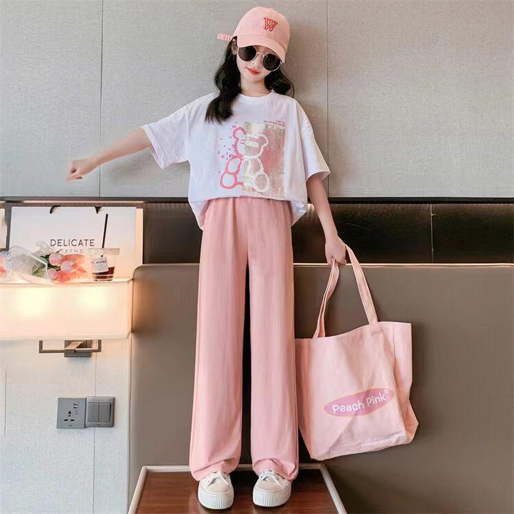 

Summer Girls Short-Sleeved T-Shirt Set for Big Kids 170cm