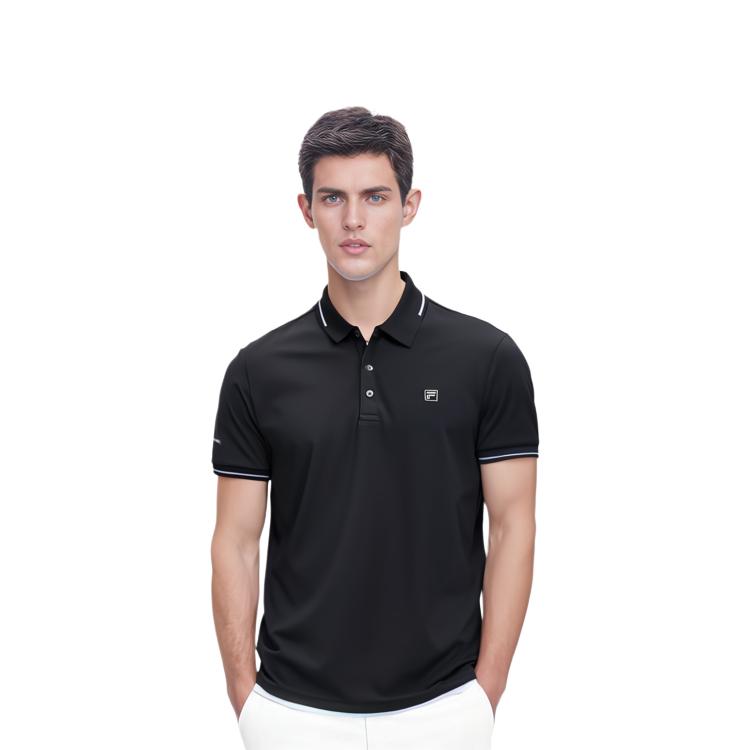 FILA Polo Shirts Men's Black Polo Collar Moderate Straight Fit F51M427106ABK