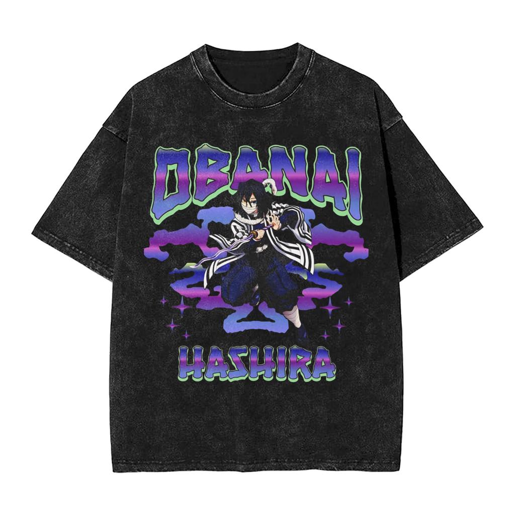Demon Slayer Tokito Muichiro Mist Breathing Printed Tshirt Mens and Womens Washed Tshirt High Quality Vintage Cotton Tshirt