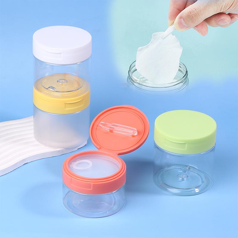 200-350Ml Makeup Remover Pad Jar With Tweezers Round Clear Container Jars Empty Bottle Wide Mouth Flap Bottle Storage Lotion