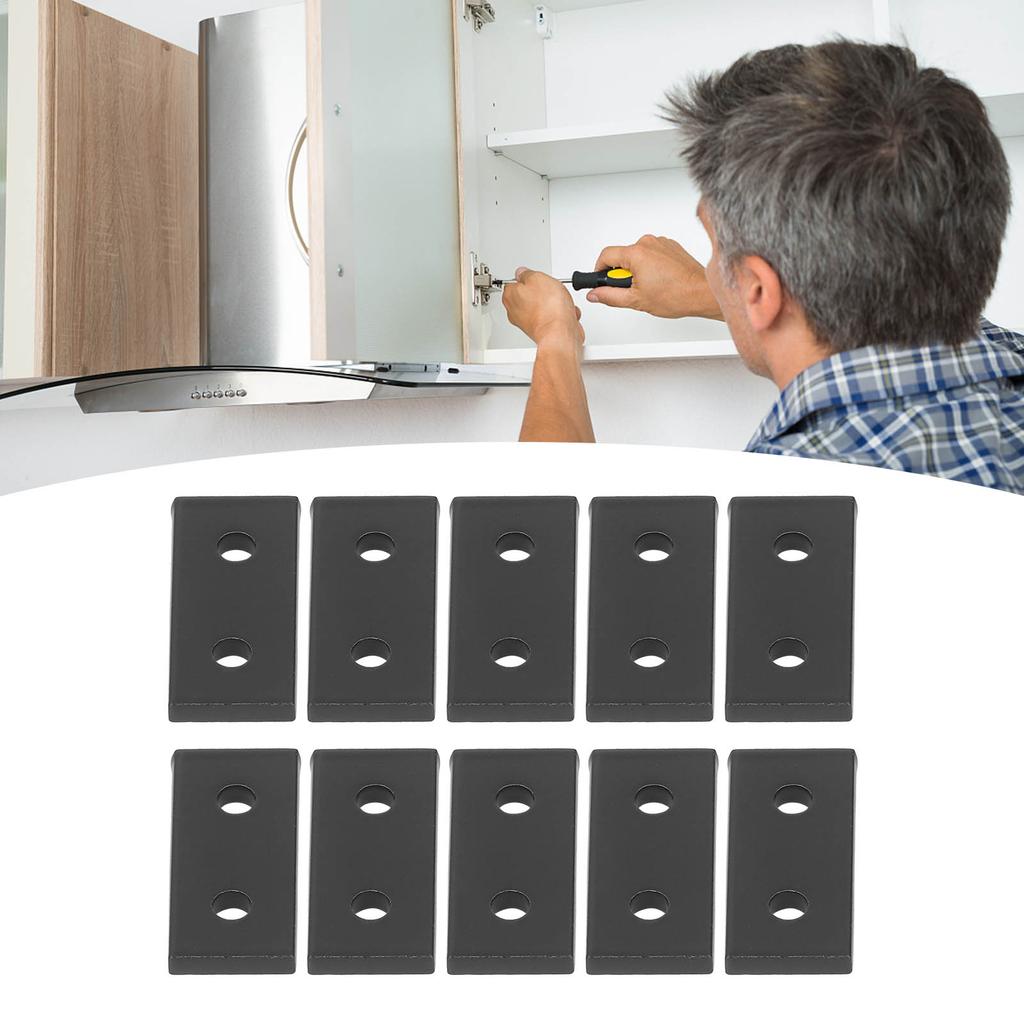 10PCS Flat Tie Plate Aluminum Alloy 2 Holes Rustproof Anti Corrosion Metal Fixing Bracket Connector for Table