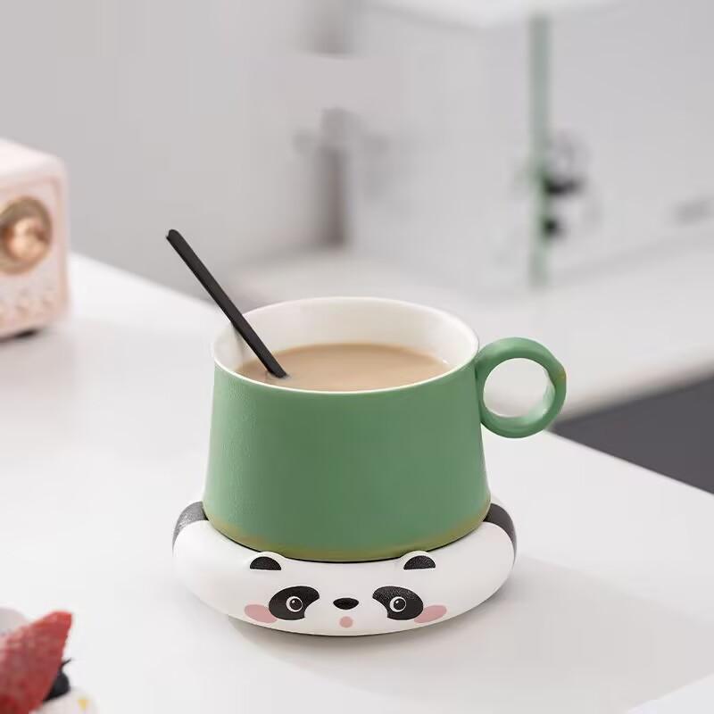 Creative Panda Coffee Cup And Saucer Set With Spoon High-End Delicate Cup Female Ceramic High Value