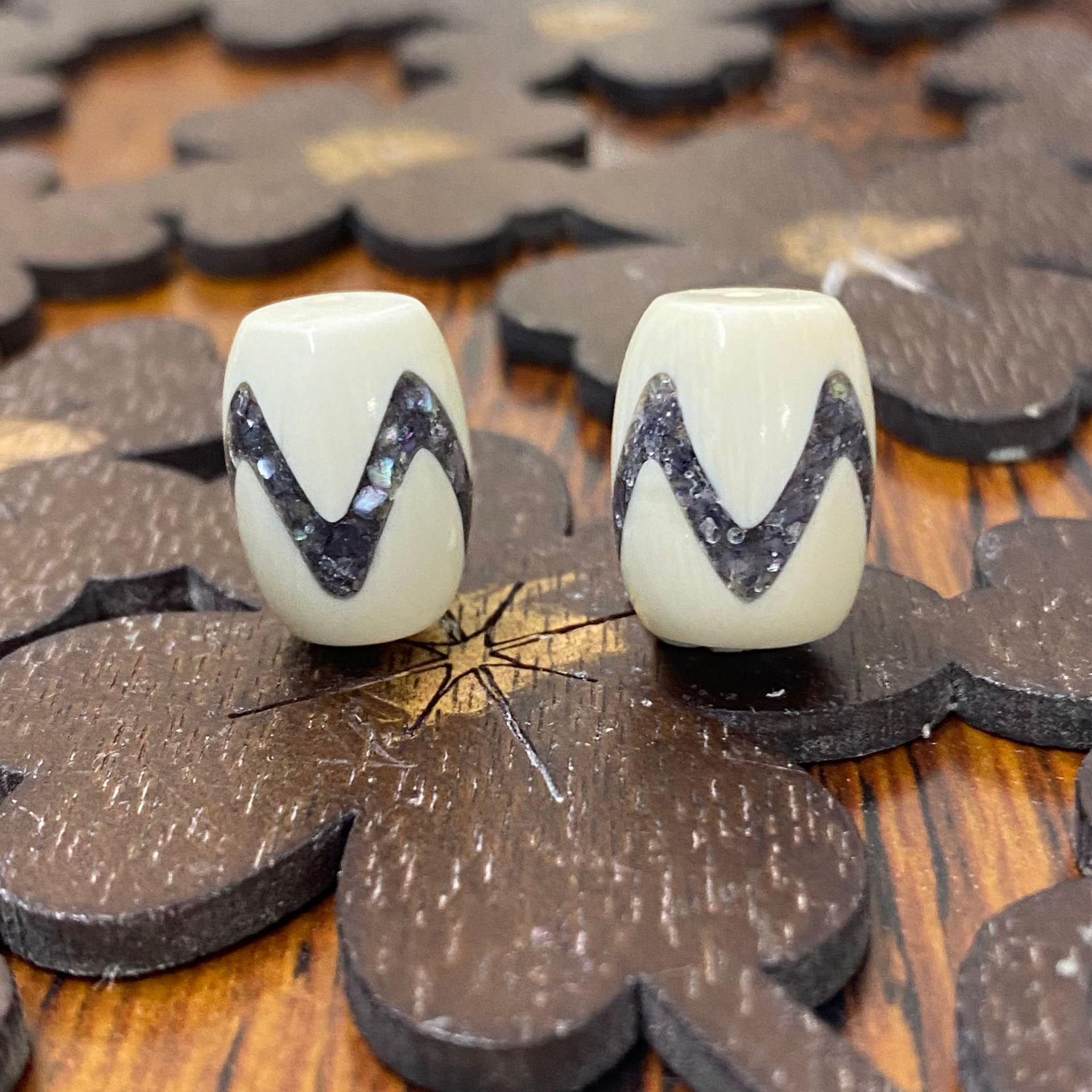 Tang Long Tiger Tooth Mammoth Ivory Barrel Beads Bracelet Necklace Accessories