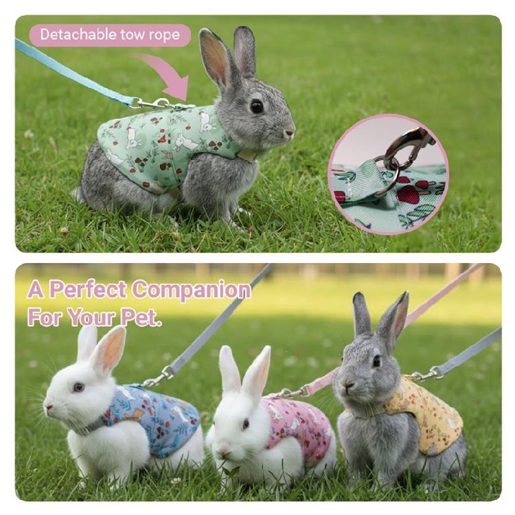 Fashion Rabbit Print Pet Harnesses With Detachable Leashes Soft Cotton Suitable for Small Animals