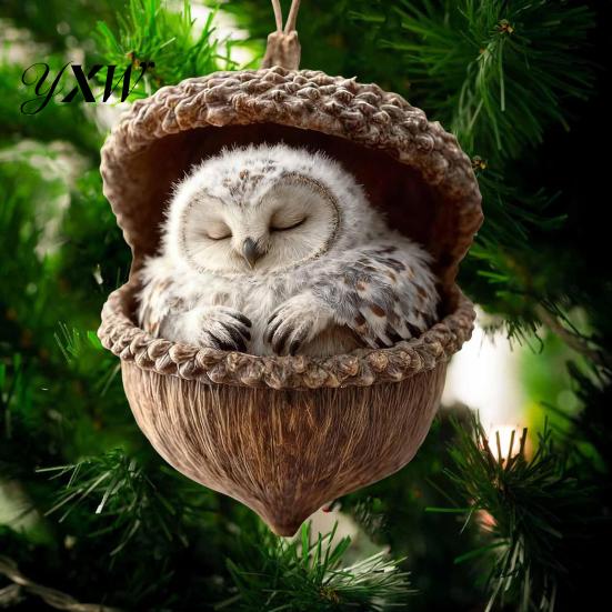 Festive Tree Decoration Forest Animal Acorn Hanging Ornaments Acrylic Christmas Decor with Holiday Home Ornament Squirrel Rabbit Pony Designs 2D Flat