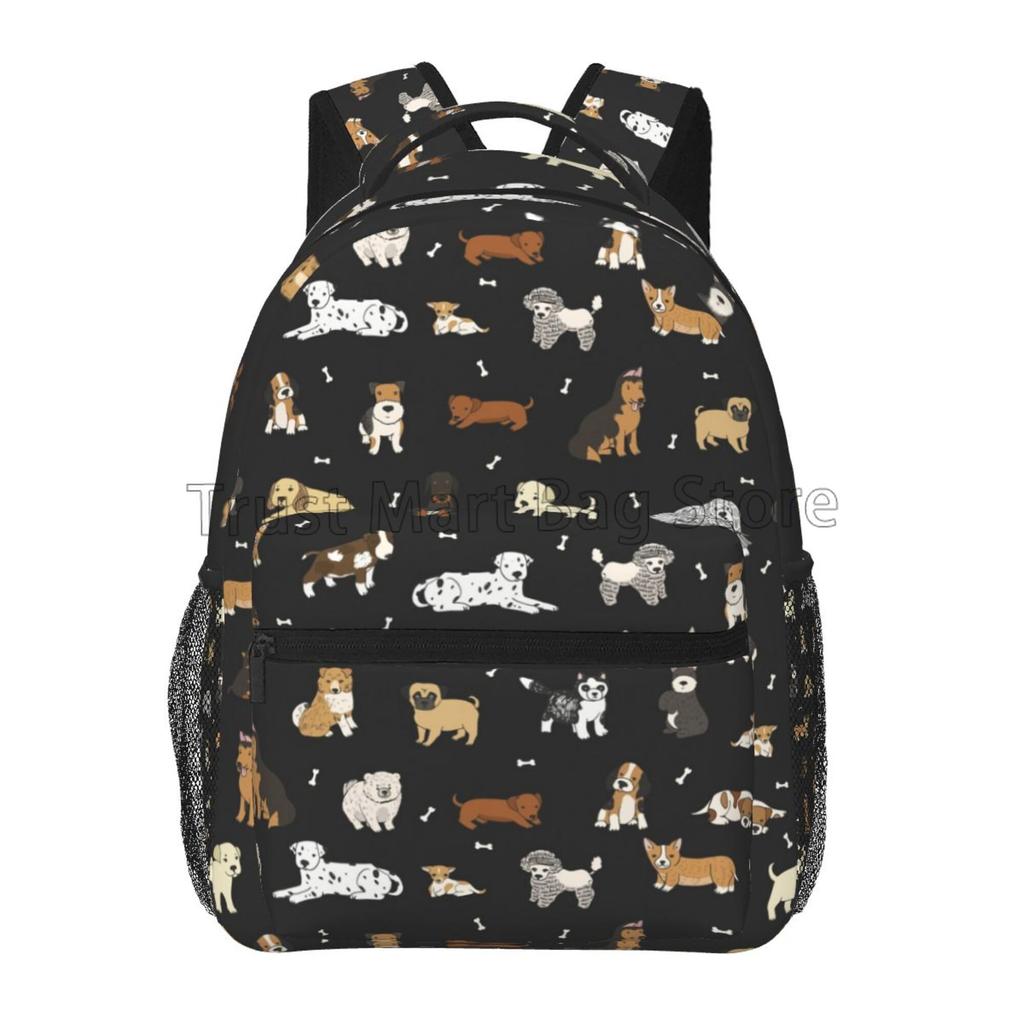 Cute Doodle Dog Print Puppy Animal Large Backpack for Kids Boys Girls Student Personalized Laptop IPad Tablet Travel School Bag