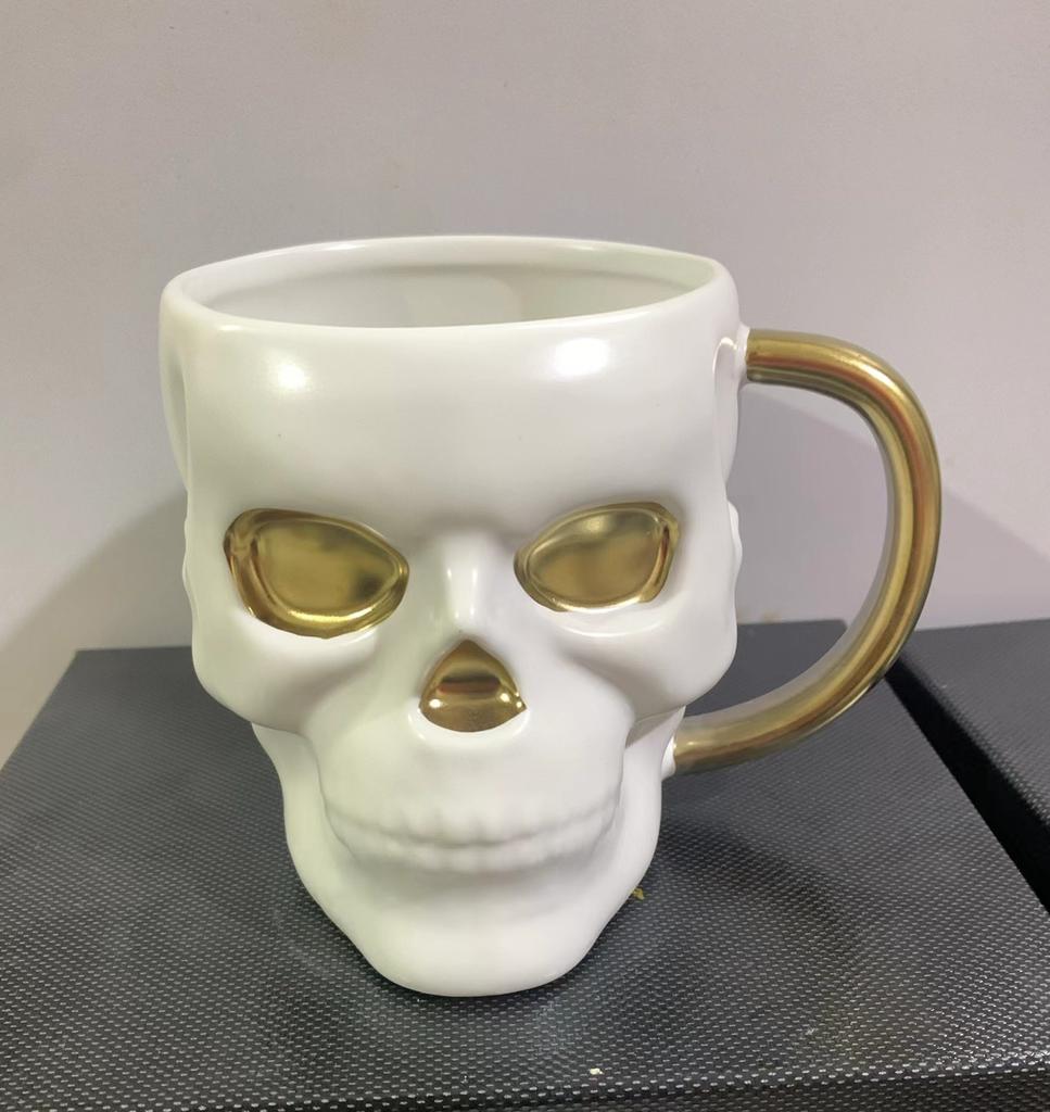 1PC 580ML 600ML Porcelain White Black Skull Coffee Cup Beer Mug Drinkware For Juice Milk Ceramic Soup Bowls Halloween Gift